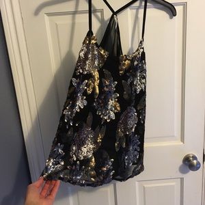 Sequined racerback blouse
